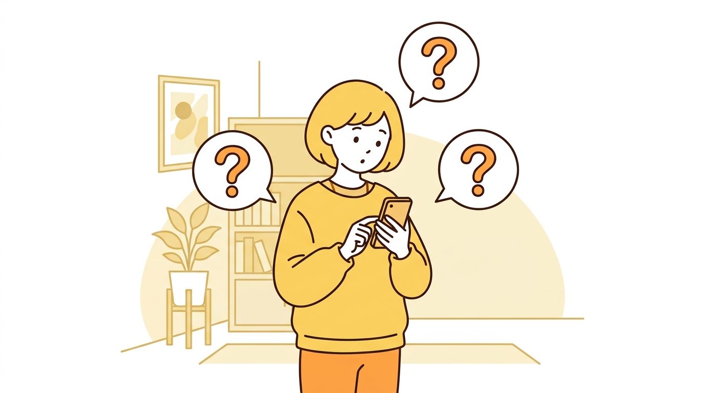 スマートフォンで不動産に関する質問を調べている20代の日本人